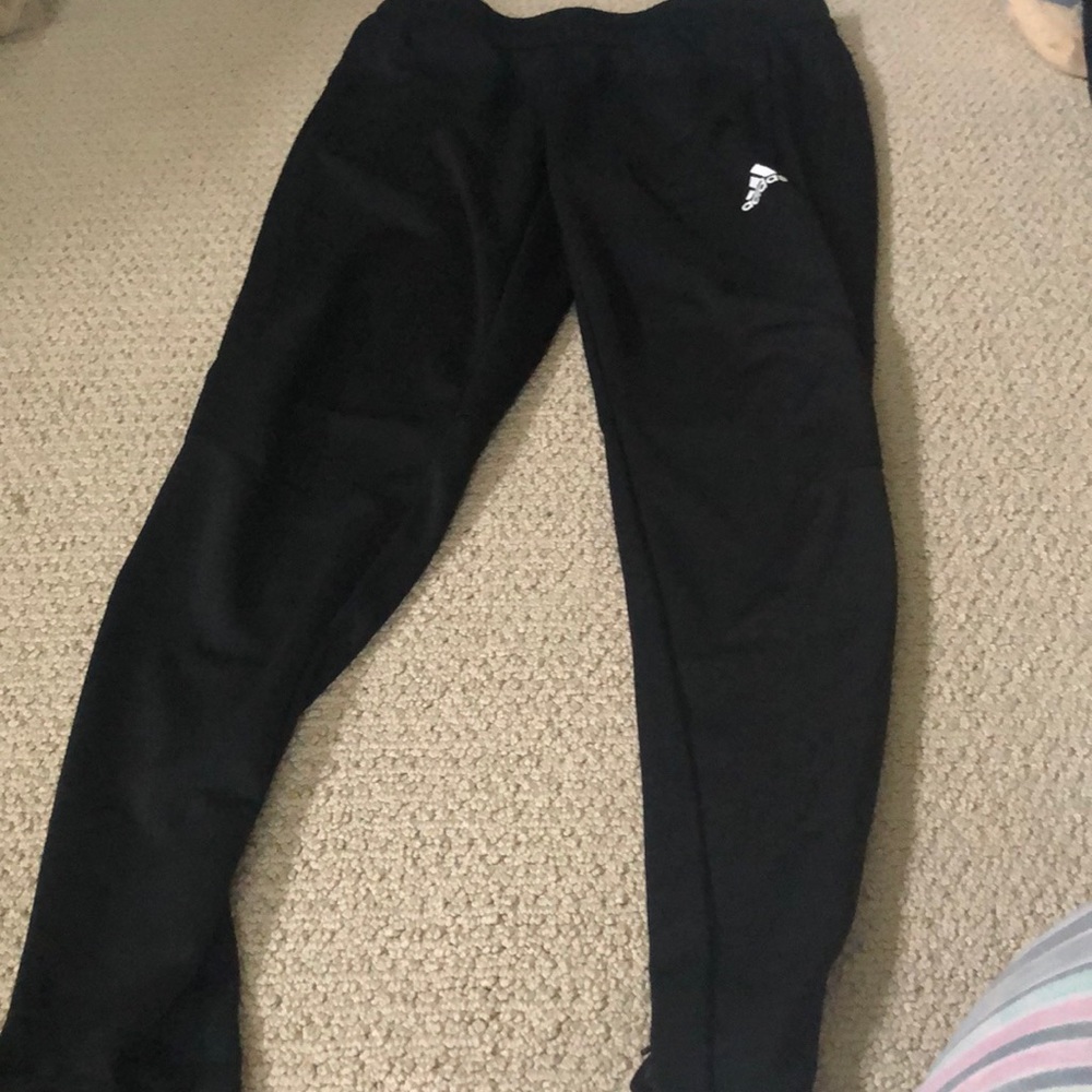 Adidas running pants with tapered zip leg